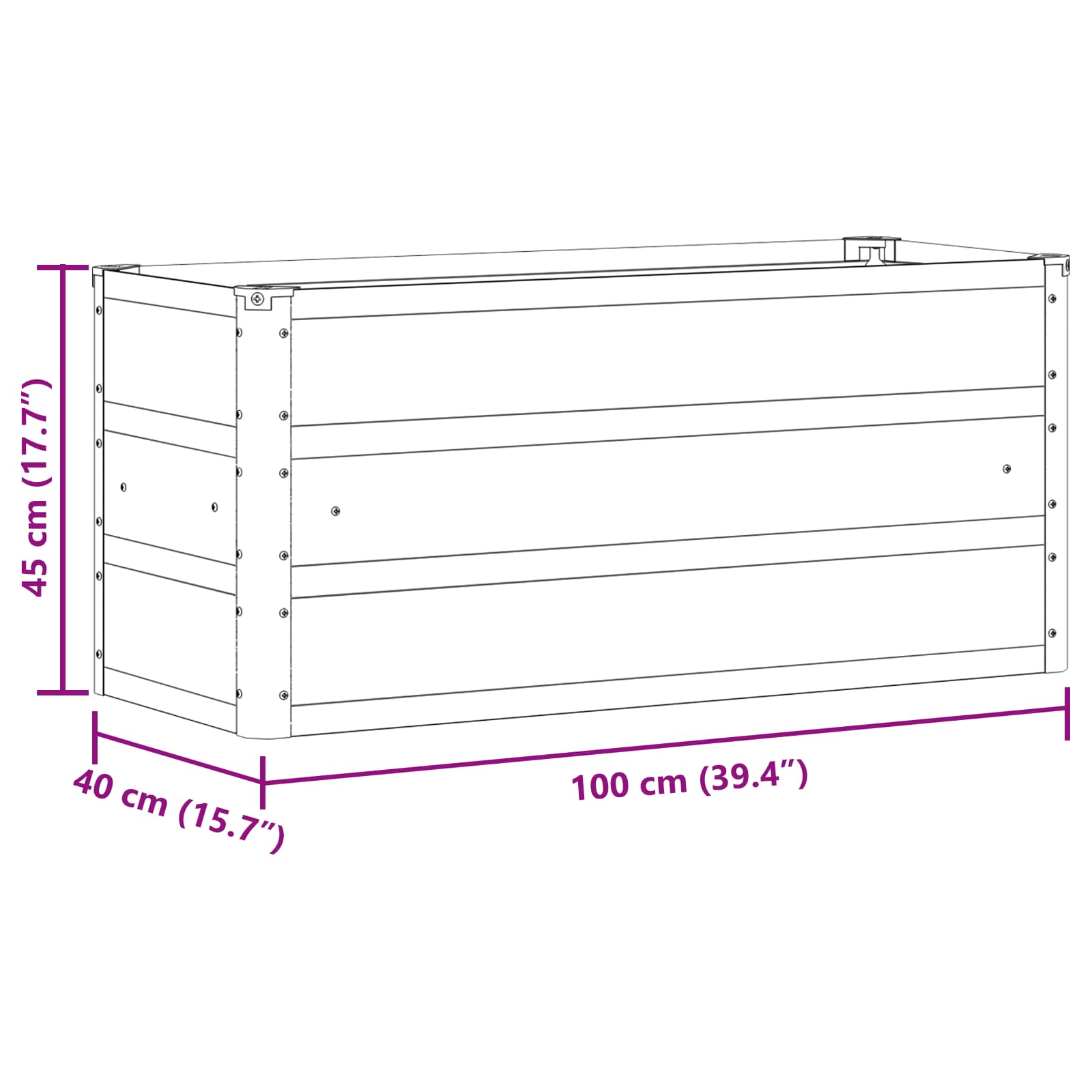 Γλάστρα Ανθρακί 100 x 40 x 45 cm Ατσάλι - Pakobazaar