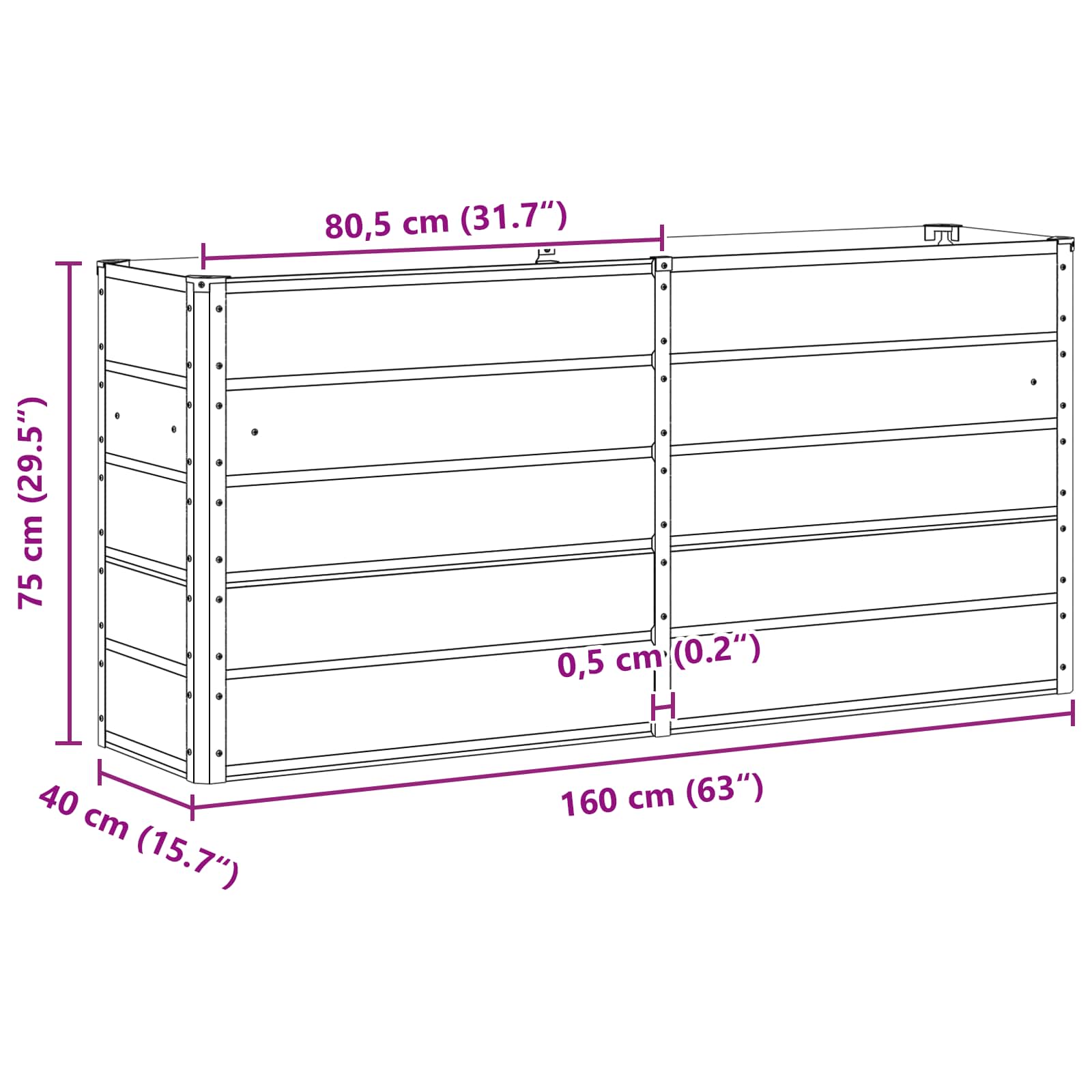 Γλάστρα Ανθρακί 160 x 40 x 75 εκ. Ατσάλι - Pakobazaar