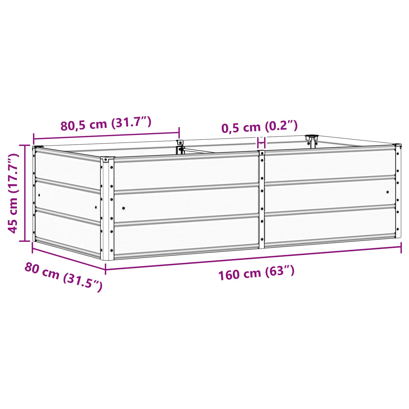 Γλάστρα Ανθρακί 160 x 80 x 45 cm Ατσάλι - Pakobazaar