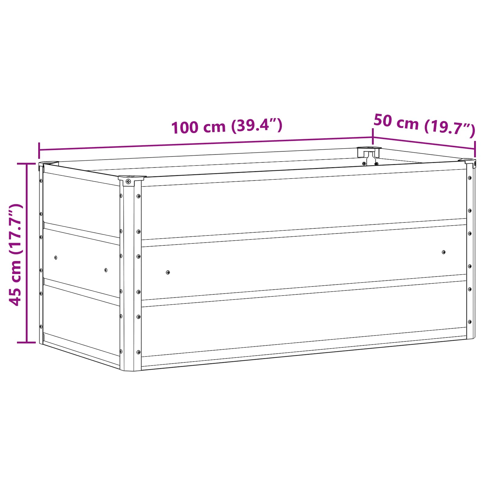 Γλάστρα Ανθρακί 100 x 50 x 45 cm Επικαλυμμένος Χάλυβας - Pakobazaar