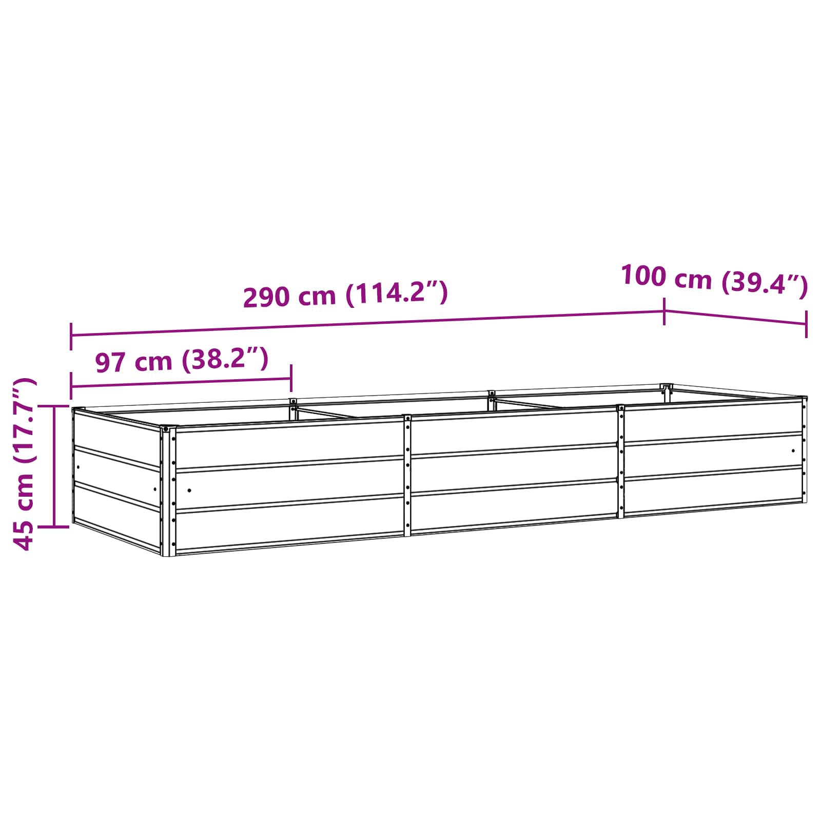 Γλάστρα Ανθρακί 195 x 100 x 45 εκ Επικαλυμμένος Χάλυβας - Pakobazaar