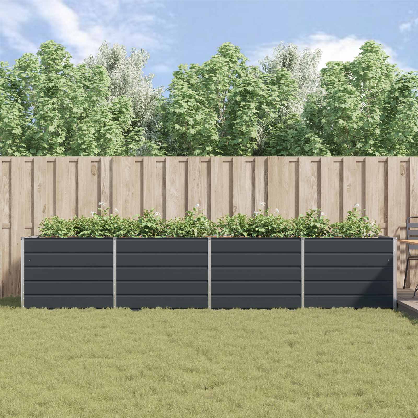 Γλάστρα Ανθρακί 195 x 100 x 45 εκ Επικαλυμμένος Χάλυβας - Pakobazaar