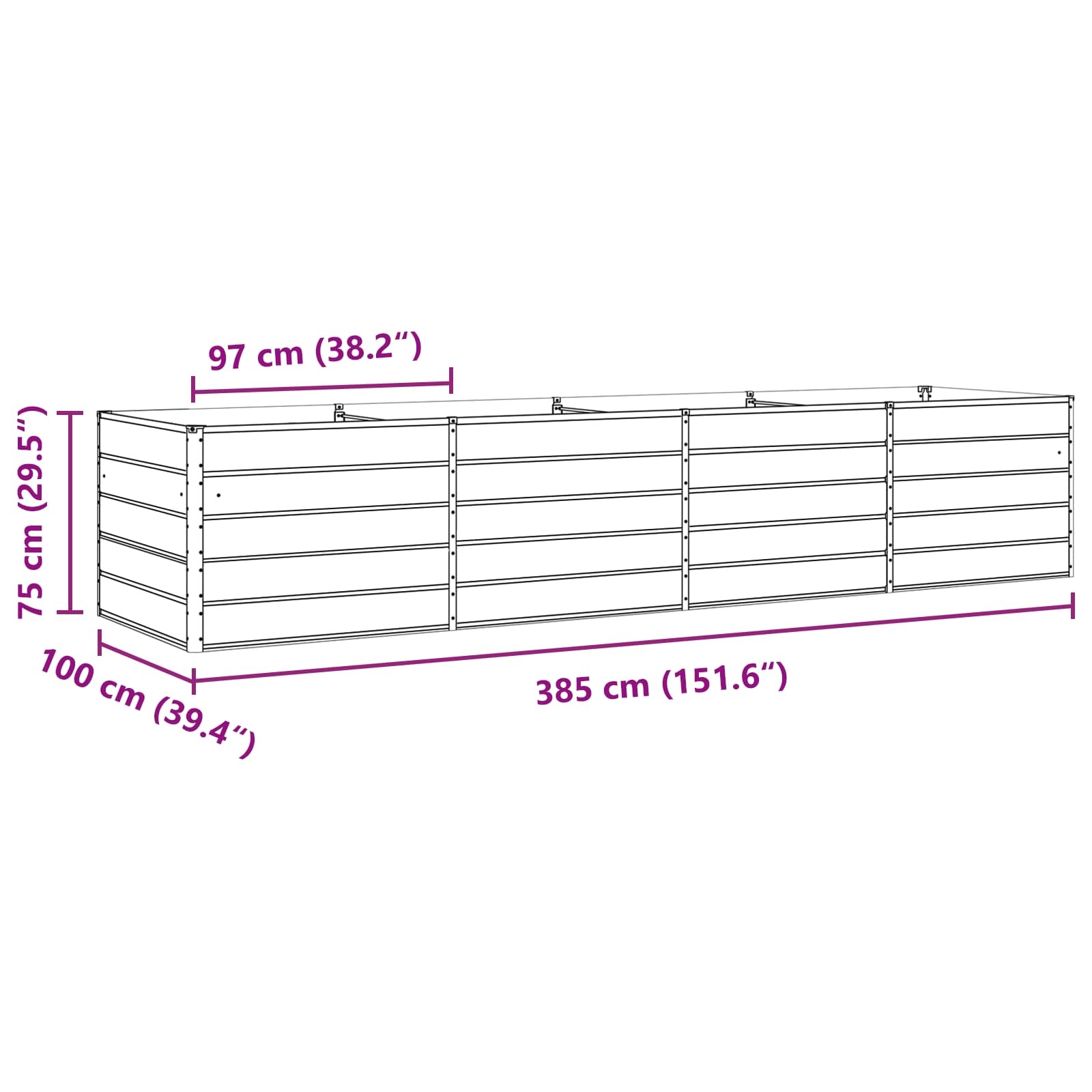 Γλάστρα Ανθρακί 195 x 100 x 45 εκ Επικαλυμμένος Χάλυβας - Pakobazaar