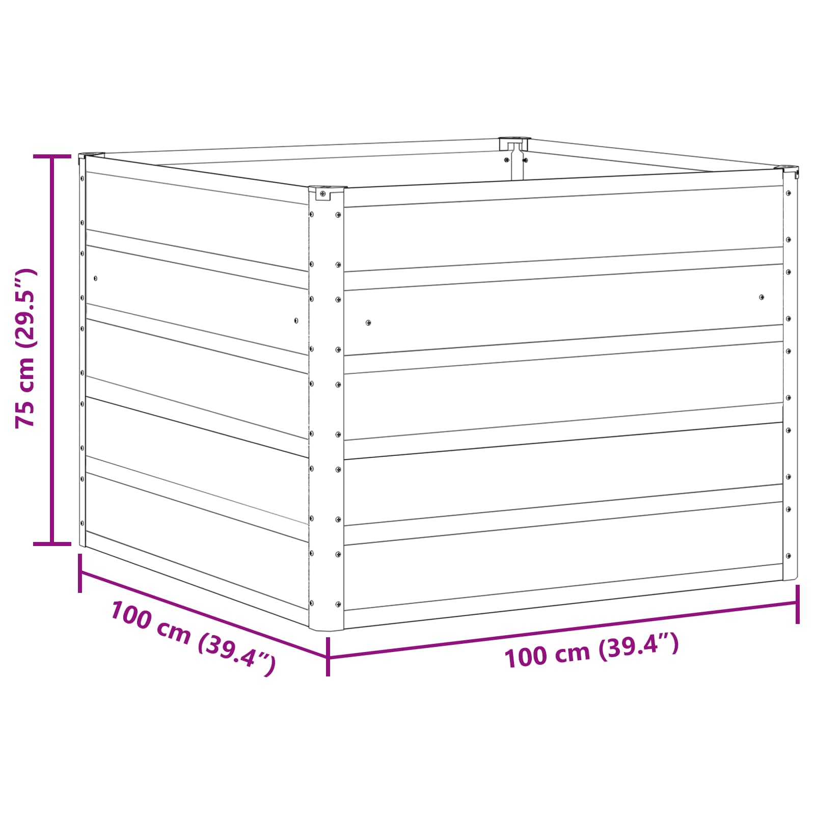 Γλάστρα Παστέλ Πράσινο 100 x 100 x 75 εκ Ατσάλι - Pakobazaar