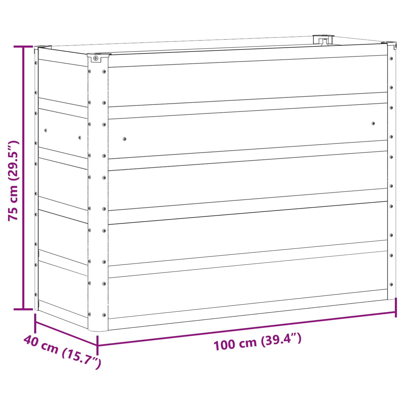 Γλάστρα Πράσινο 100 x 40 x 75 cm Ατσάλι - Pakobazaar