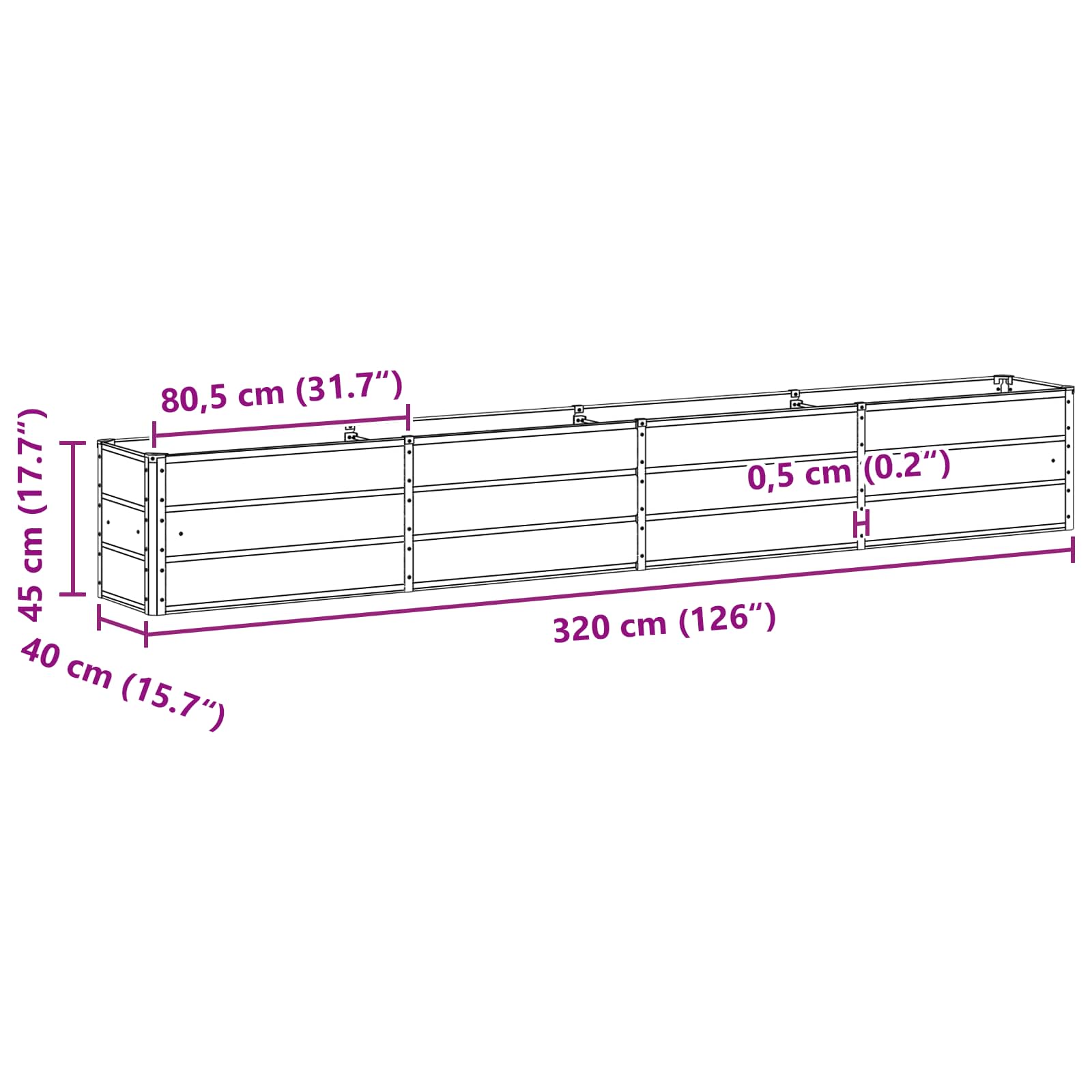 Γλάστρα Πράσινο 320 x 40 x 45 cm Ατσάλι - Pakobazaar