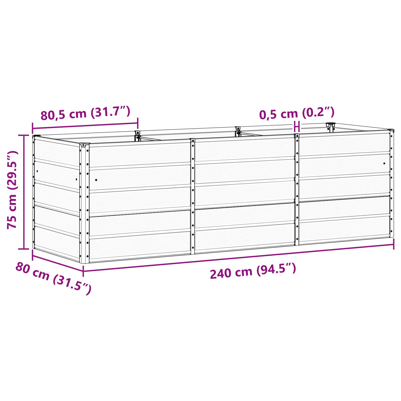 Γλάστρα Πράσινο 240 x 80 x 75 εκ. Ατσάλι - Pakobazaar
