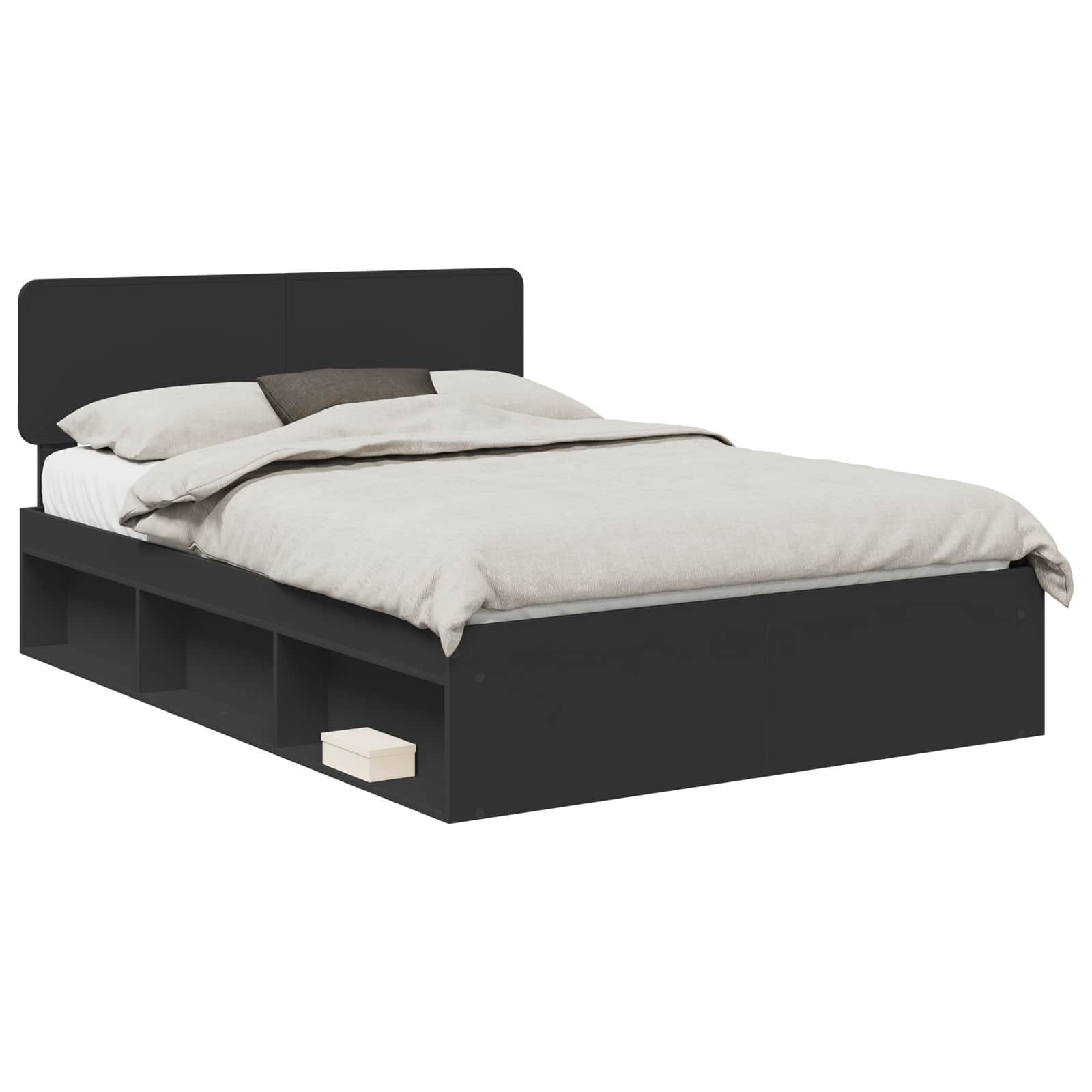 Σκελετός Κρεβατιού Μαύρο 140 x 190 cm Στερεά ξυλεία πεύκου