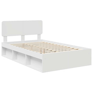 Σκελετός Κρεβατιού Λευκό 135 x 190 cm Στερεά ξυλεία πεύκου