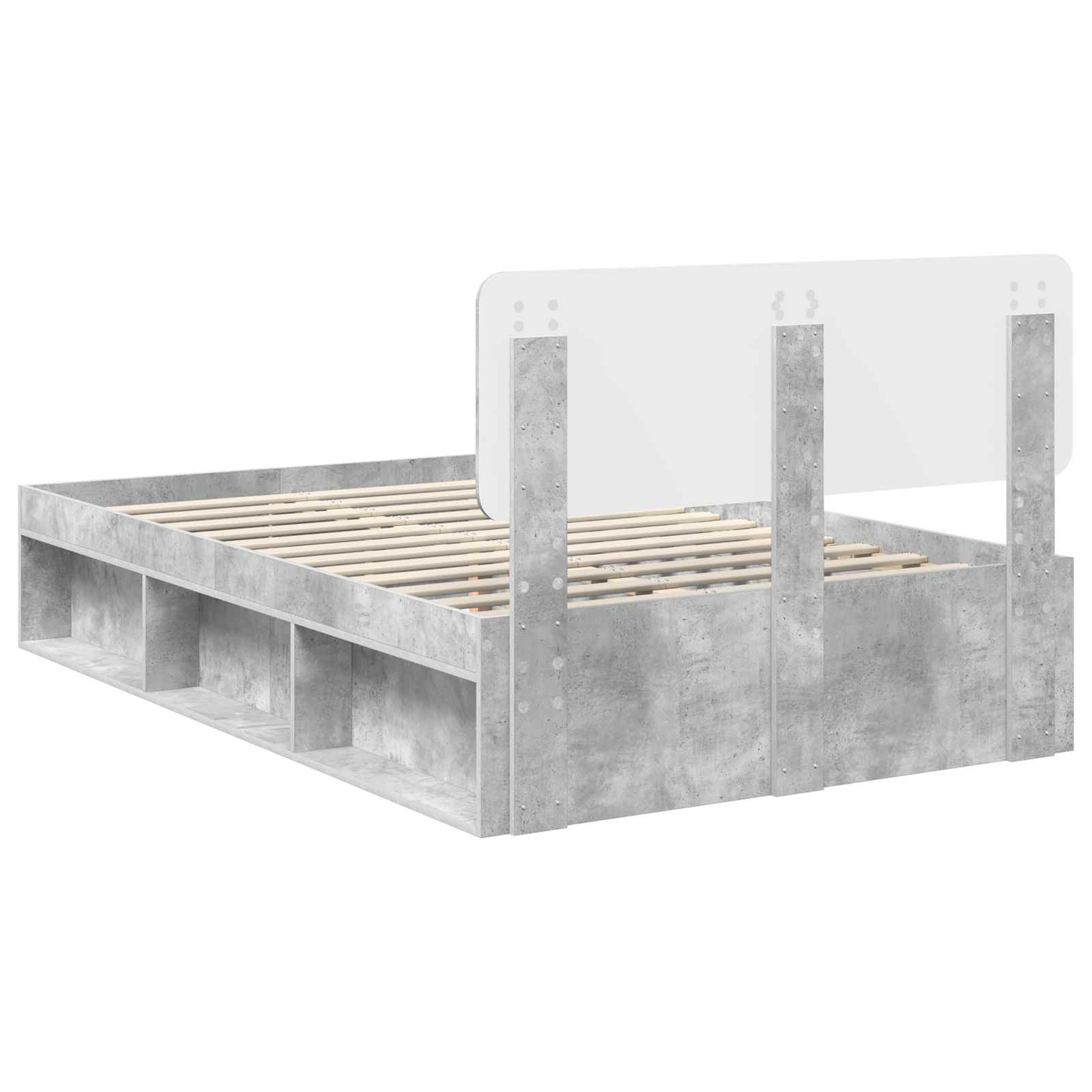 Σκελετός Κρεβατιού με κεφαλάρι Γκρι Μπετόν 135 x 190 cm