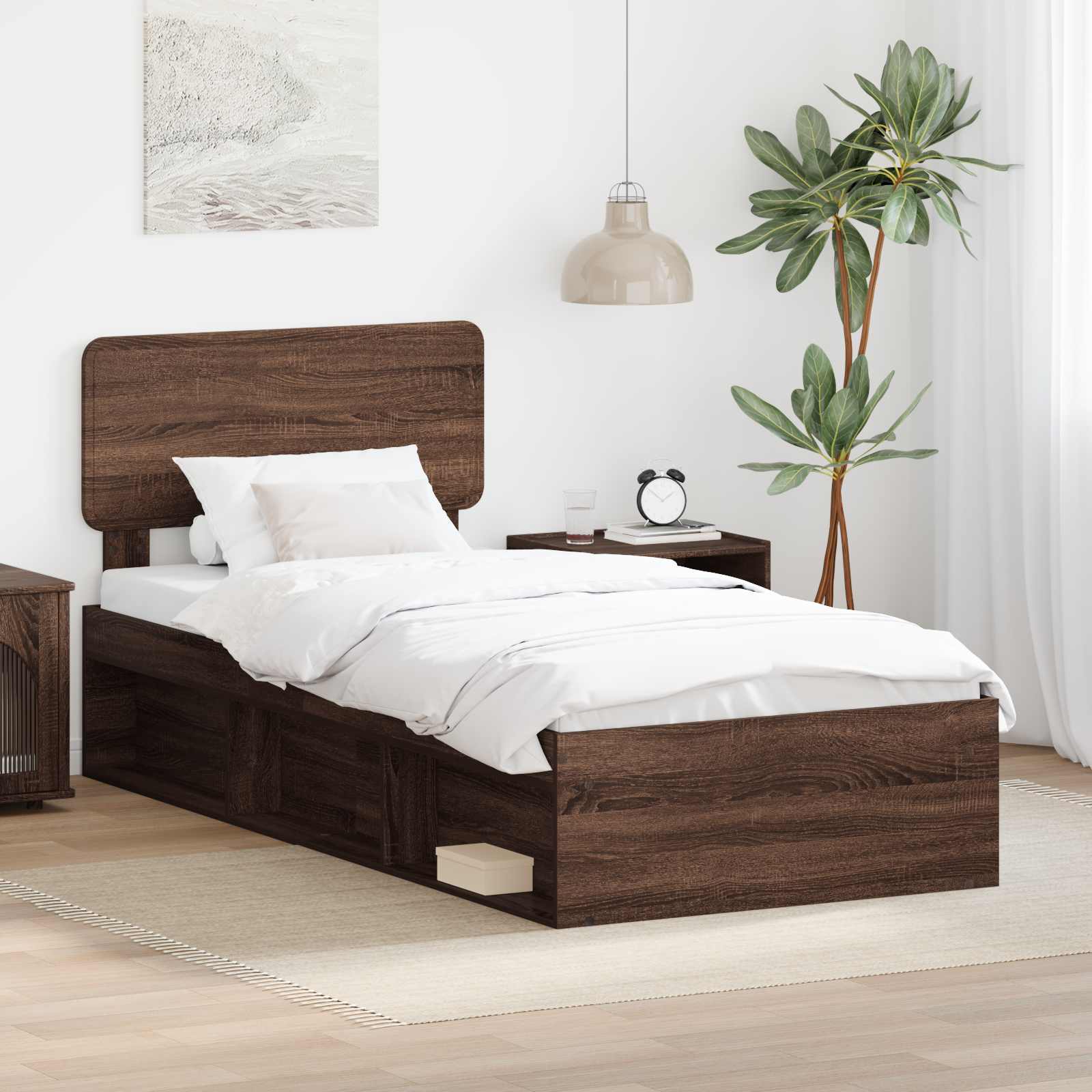 Σκελετός Κρεβατιού Καφέ δρυς 90 x 190 cm Στερεά ξυλεία πεύκου