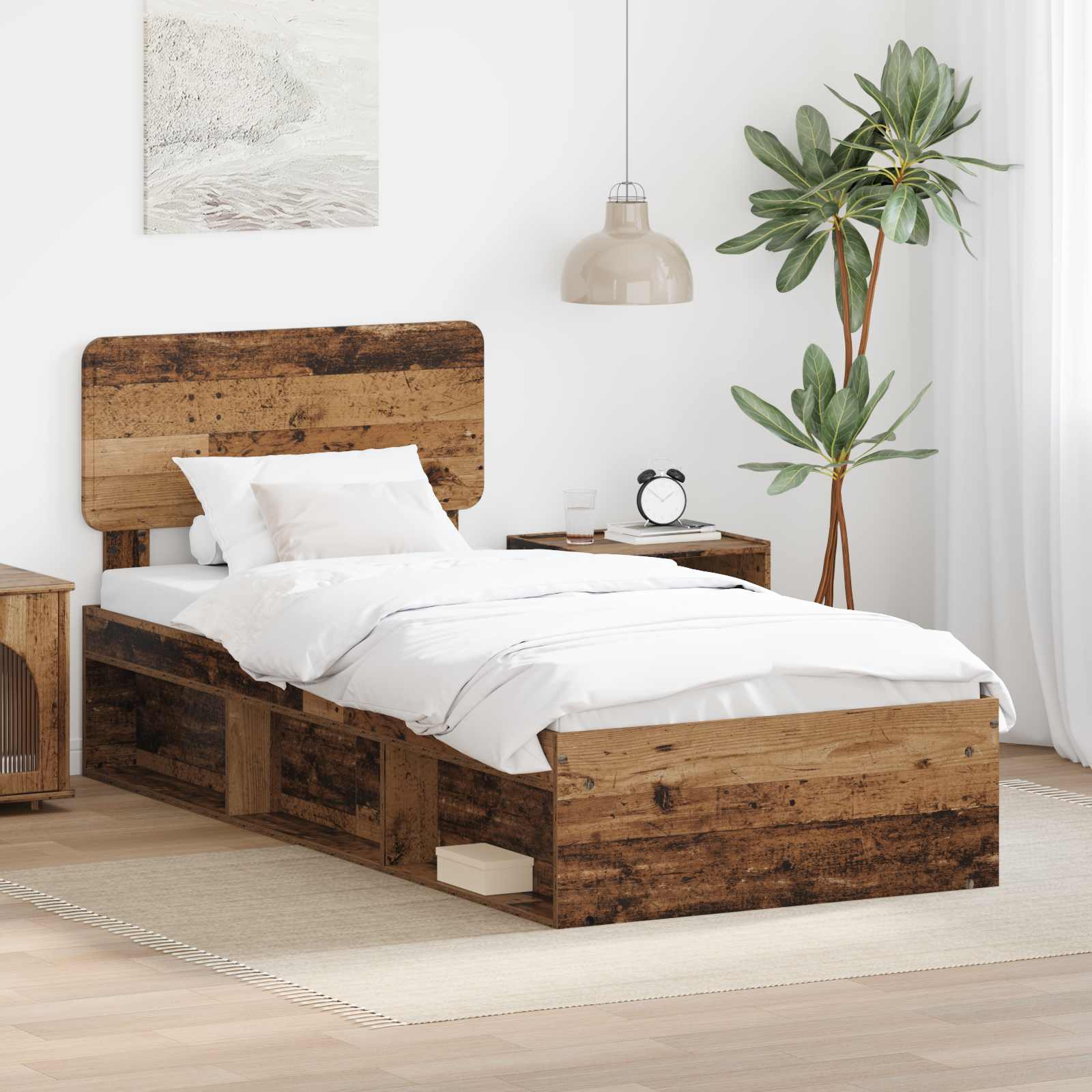 Σκελετός Κρεβατιού Παλιό ξύλο 90 x 190 cm Στερεά ξυλεία πεύκου