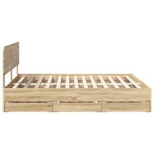 Σκελετός Κρεβατιού με συρτάρι Δρύς Sonoma 180 x 200 cm - Pakobazaar