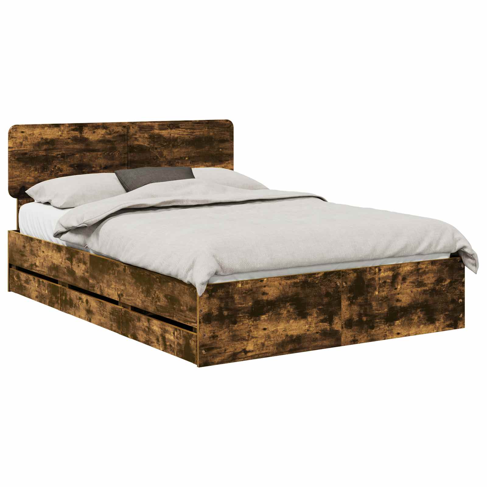 Σκελετός Κρεβατιού με συρτάρι Καπνιστή Δρυς 140 x 200 cm