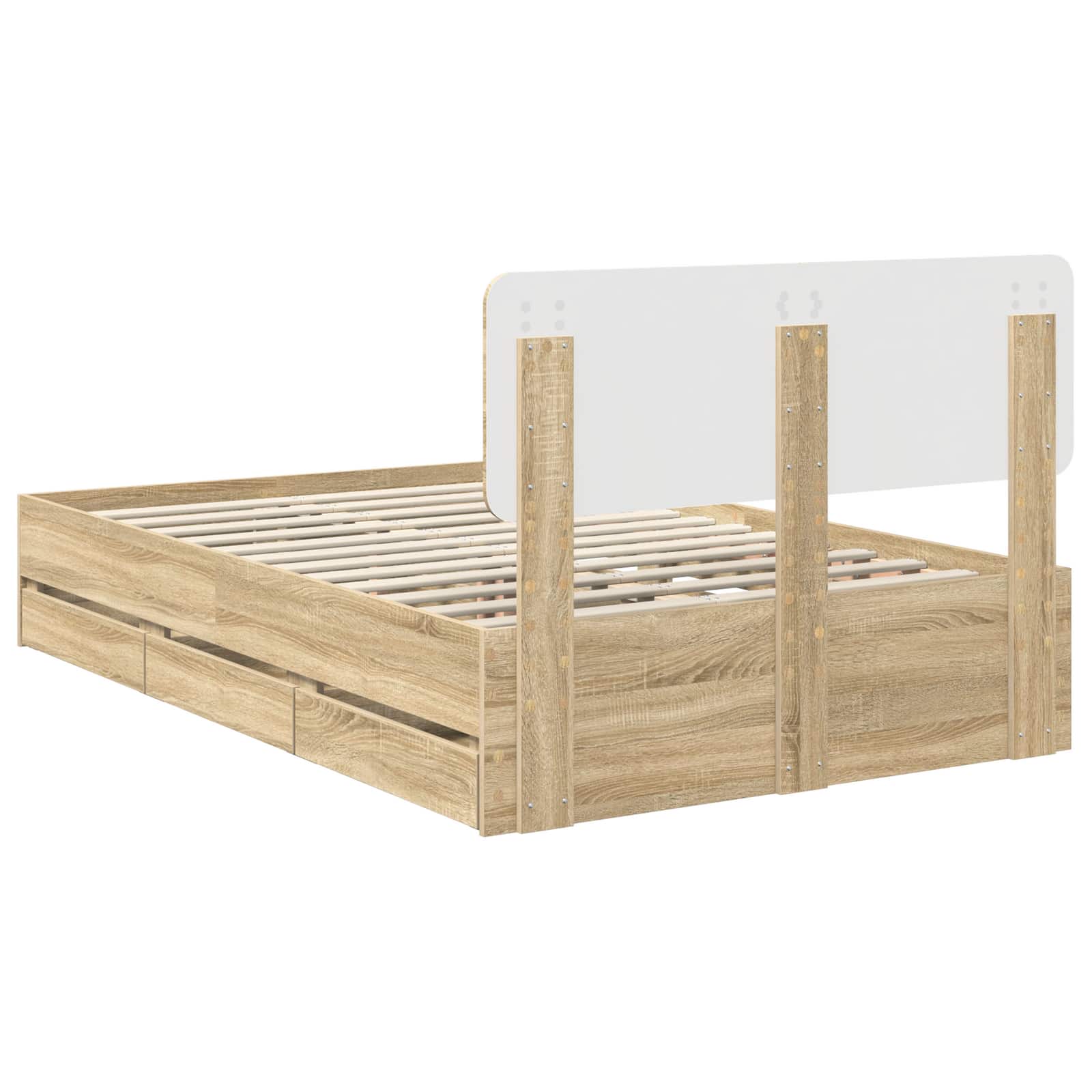 Σκελετός Κρεβατιού Δρύς Sonoma 120 x 190 cm Μηχανήματος Ξύλο - Pakobazaar