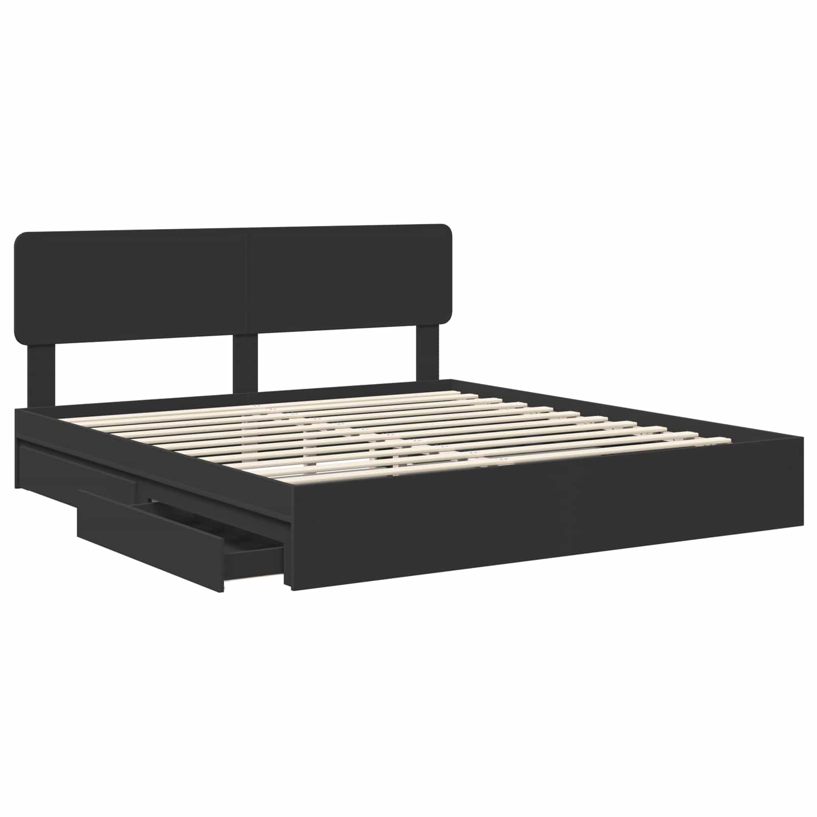 Κρεβάτι Αποθήκης Μαύρο 200 x 200 cm Επεξεργασμένο ξύλο