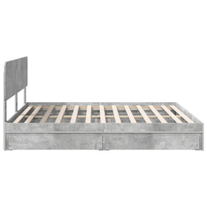 Κρεβάτι Αποθήκης Σκυρόδεμα Γκρι 200 x 200 cm Επεξεργασμένο Ξύλο