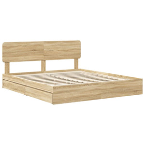 Κρεβάτι Αποθήκης Δρύς Sonoma 180 x 200 cm Επεξεργασμένο Ξύλο