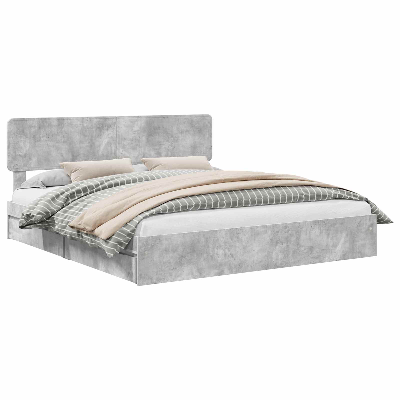 Κρεβάτι Αποθήκης Σκυρόδεμα Γκρι 180 x 200 cm Επεξεργασμένο ξύλο - Pakobazaar