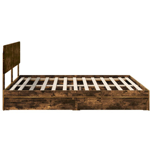 Κρεβάτι Αποθήκης Καπνιστό Δρύς 180 x 200 cm Επεξεργασμένο ξύλο - Pakobazaar