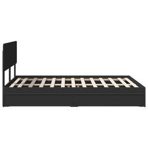 Κρεβάτι Αποθήκης Μαύρο 160 x 200 cm Επεξεργασμένο Ξύλο