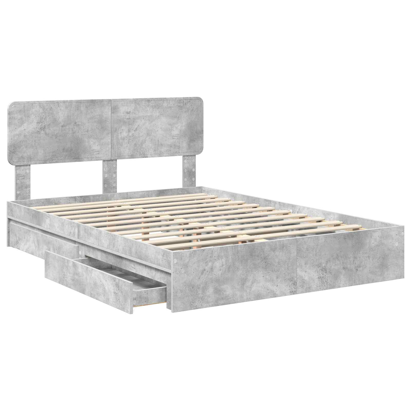 Κρεβάτι Αποθήκης Σκυρόδεμα Γκρι 160 x 200 cm Επεξεργασμένο Ξύλο - Pakobazaar