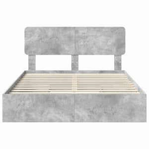 Κρεβάτι Αποθήκης Σκυρόδεμα Γκρι 160 x 200 cm Επεξεργασμένο Ξύλο - Pakobazaar