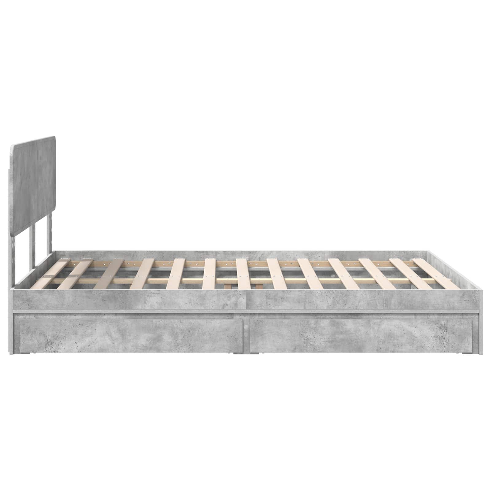 Κρεβάτι Αποθήκης Σκυρόδεμα Γκρι 160 x 200 cm Επεξεργασμένο Ξύλο - Pakobazaar