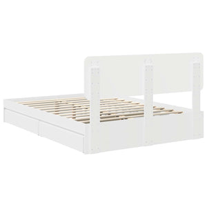 Κρεβάτι Αποθήκης Λευκό 140 x 200 cm Επεξεργασμένο ξύλο - Pakobazaar