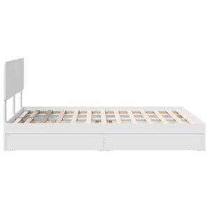 Κρεβάτι Αποθήκης Λευκό 140 x 200 cm Επεξεργασμένο ξύλο - Pakobazaar