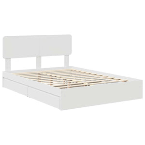 Κρεβάτι Αποθήκης Λευκό 140 x 190 cm Επεξεργασμένο ξύλο - Pakobazaar