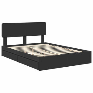 Κρεβάτι Αποθήκης Μαύρο 140 x 190 cm Επεξεργασμένο Ξύλο
