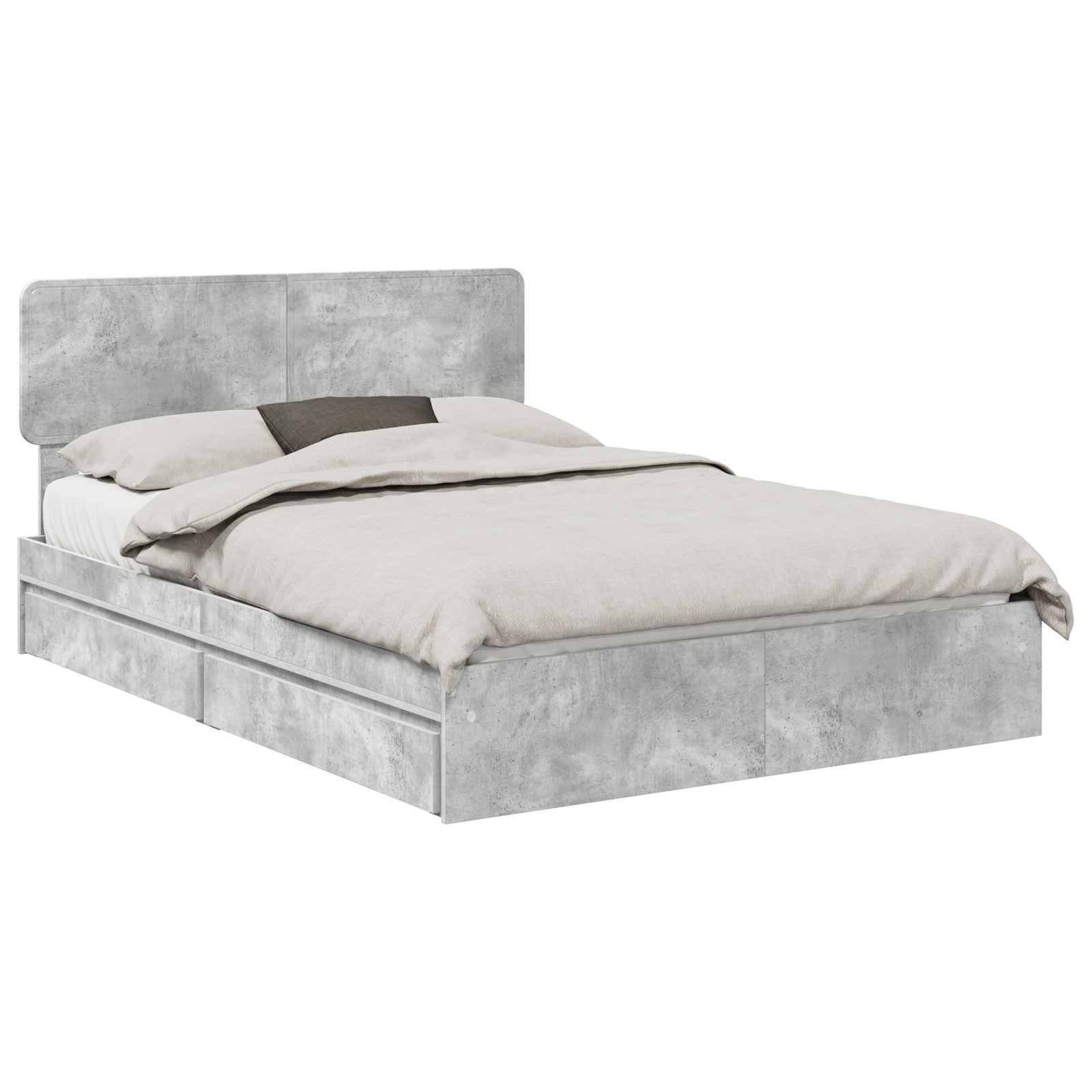 Κρεβάτι Αποθήκης Σκυρόδεμα Γκρι 140 x 190 cm Επεξεργασμένο Ξύλο - Pakobazaar