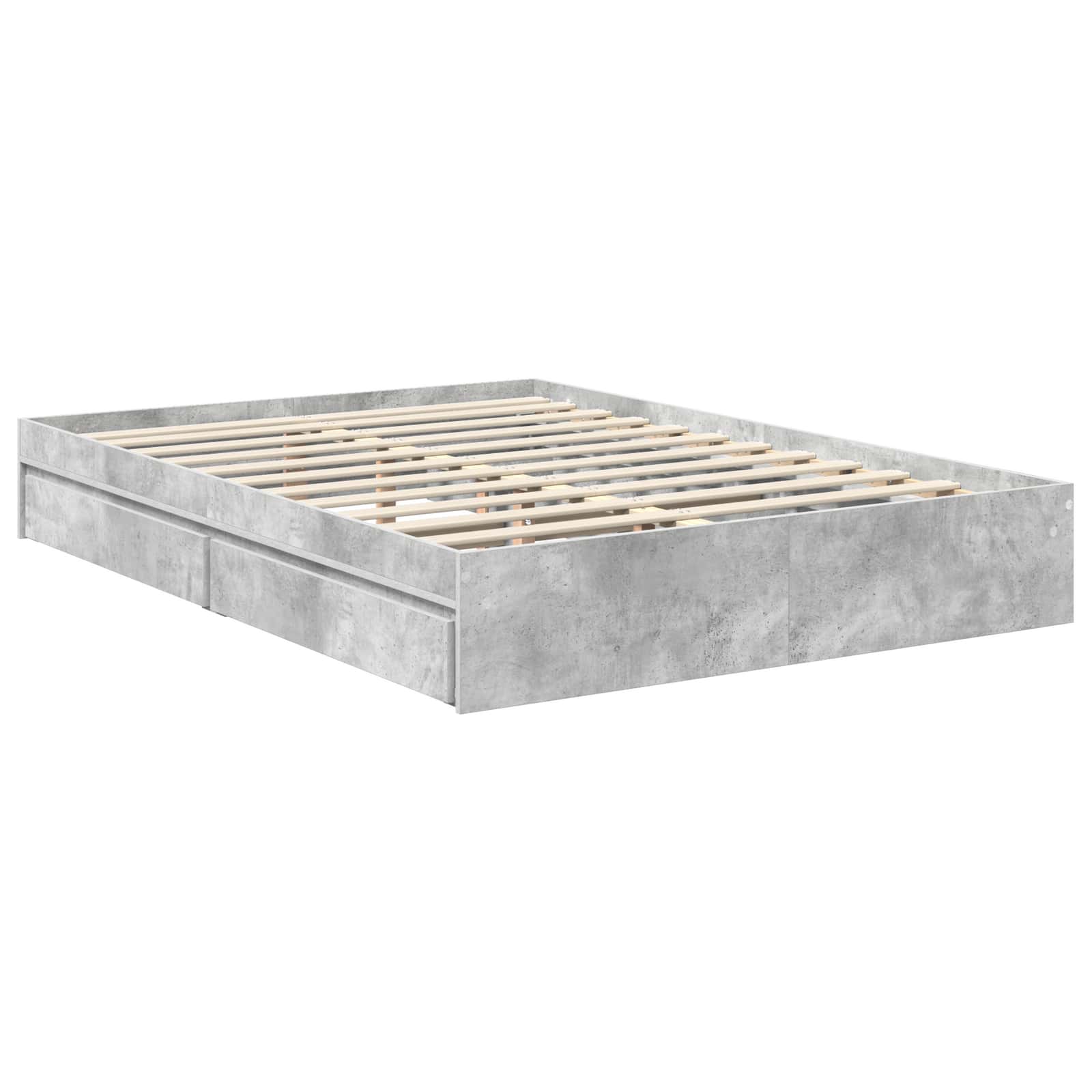 Κρεβάτι Αποθήκης Σκυρόδεμα Γκρι 140 x 190 cm Επεξεργασμένο Ξύλο - Pakobazaar