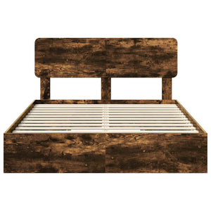 Κρεβάτι Αποθήκης Καπνιστό Δρύς 140 x 190 cm Επεξεργασμένο Ξύλο