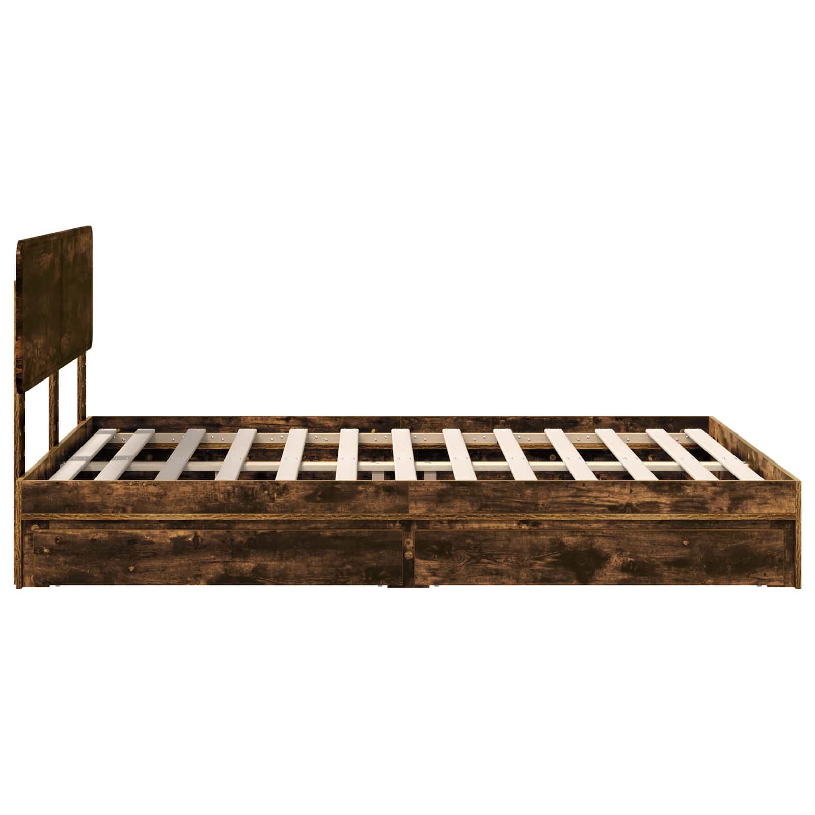 Κρεβάτι Αποθήκης Καπνιστό Δρύς 140 x 190 cm Επεξεργασμένο Ξύλο