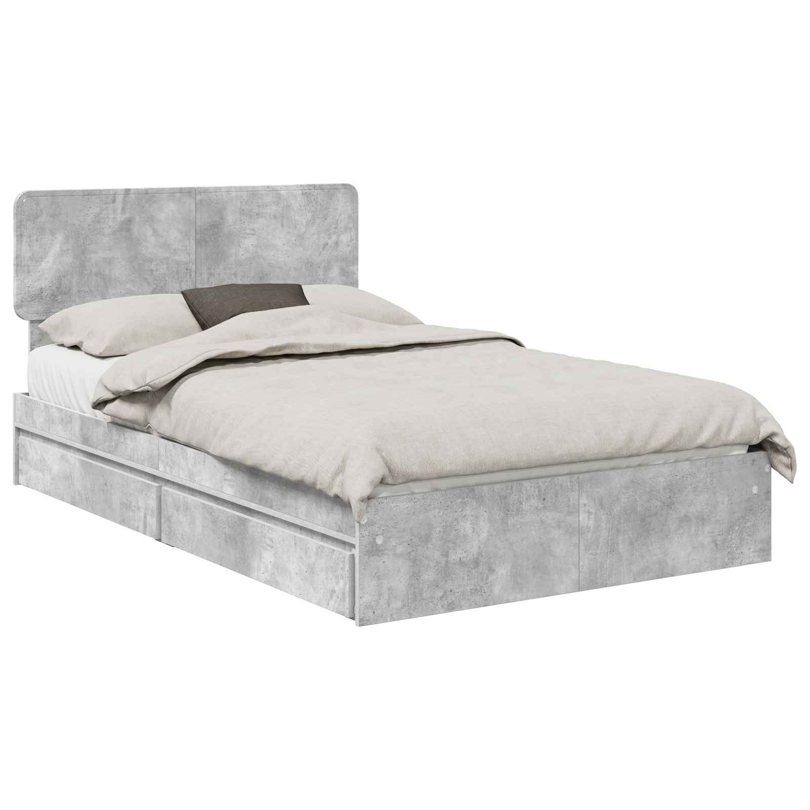 Κρεβάτι Αποθήκης Σκυρόδεμα Γκρι 135 x 190 cm Επεξεργασμένο ξύλο