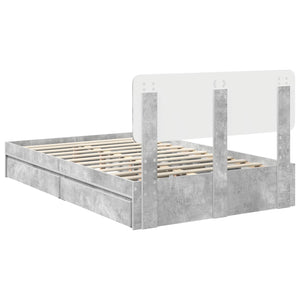 Κρεβάτι Αποθήκης Σκυρόδεμα Γκρι 135 x 190 cm Επεξεργασμένο Ξύλο
