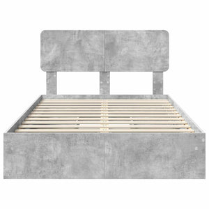 Κρεβάτι Αποθήκης Σκυρόδεμα Γκρι 135 x 190 cm Επεξεργασμένο Ξύλο