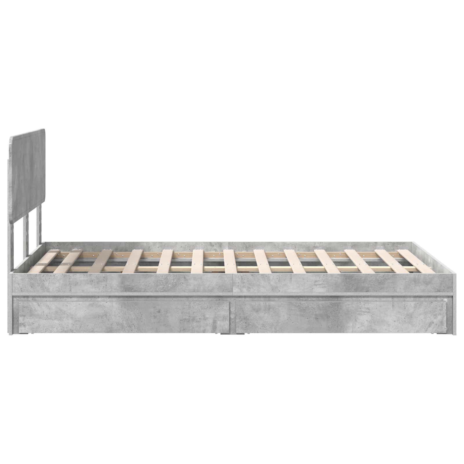 Κρεβάτι Αποθήκης Σκυρόδεμα Γκρι 135 x 190 cm Επεξεργασμένο ξύλο