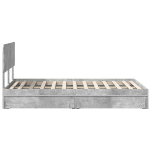 Κρεβάτι Αποθήκης Σκυρόδεμα Γκρι 135 x 190 cm Επεξεργασμένο Ξύλο