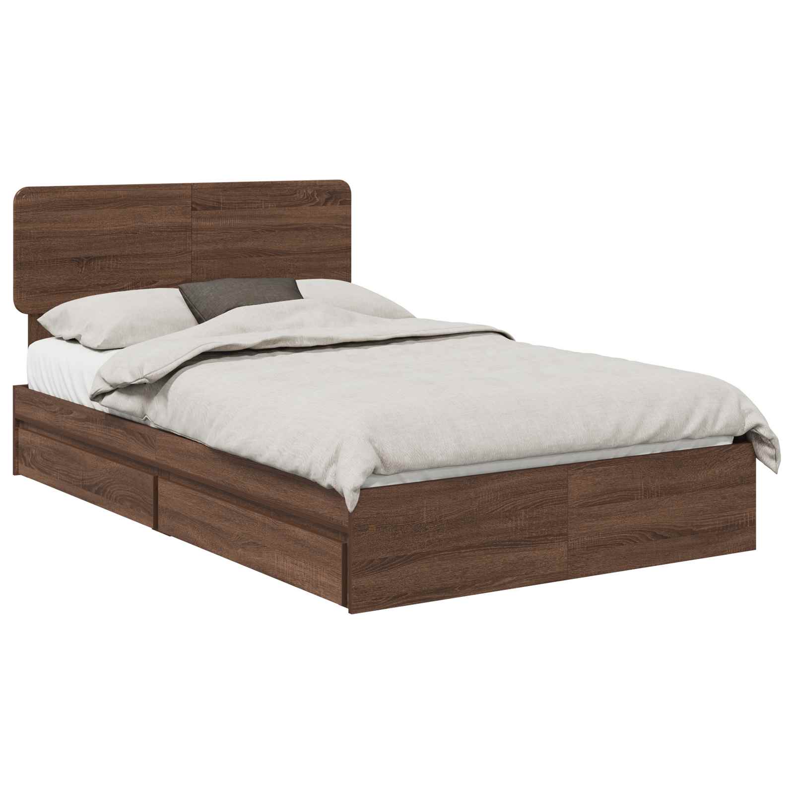 Κρεβάτι Αποθήκης Καφέ δρυς 135 x 190 cm Επεξεργασμένο Ξύλο - Pakobazaar