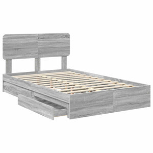 Κρεβάτι Αποθήκης Γκρίζο Σονομα 120 x 190 cm Επεξεργασμένο Ξύλο