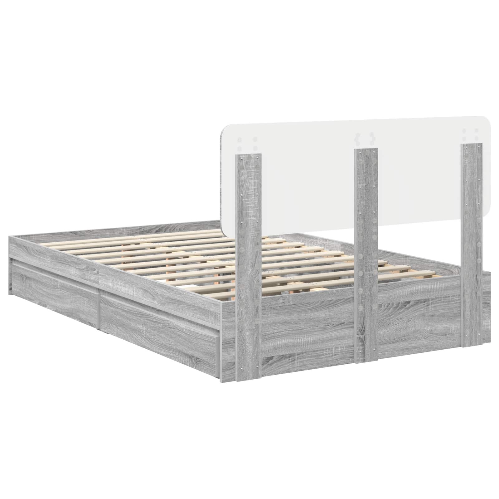 Κρεβάτι Αποθήκης Γκρίζο Σονομα 120 x 190 cm Επεξεργασμένο Ξύλο