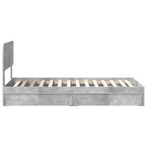 Κρεβάτι Αποθήκης Σκυρόδεμα Γκρι 90 x 200 cm Επεξεργασμένο Ξύλο - Pakobazaar