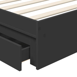 Κρεβάτι Αποθήκης Μαύρο 90 x 190 cm Επεξεργασμένο ξύλο - Pakobazaar