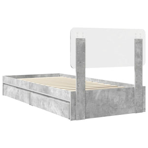 Κρεβάτι Αποθήκης Σκυρόδεμα Γκρι 90 x 190 cm Επεξεργασμένο Ξύλο