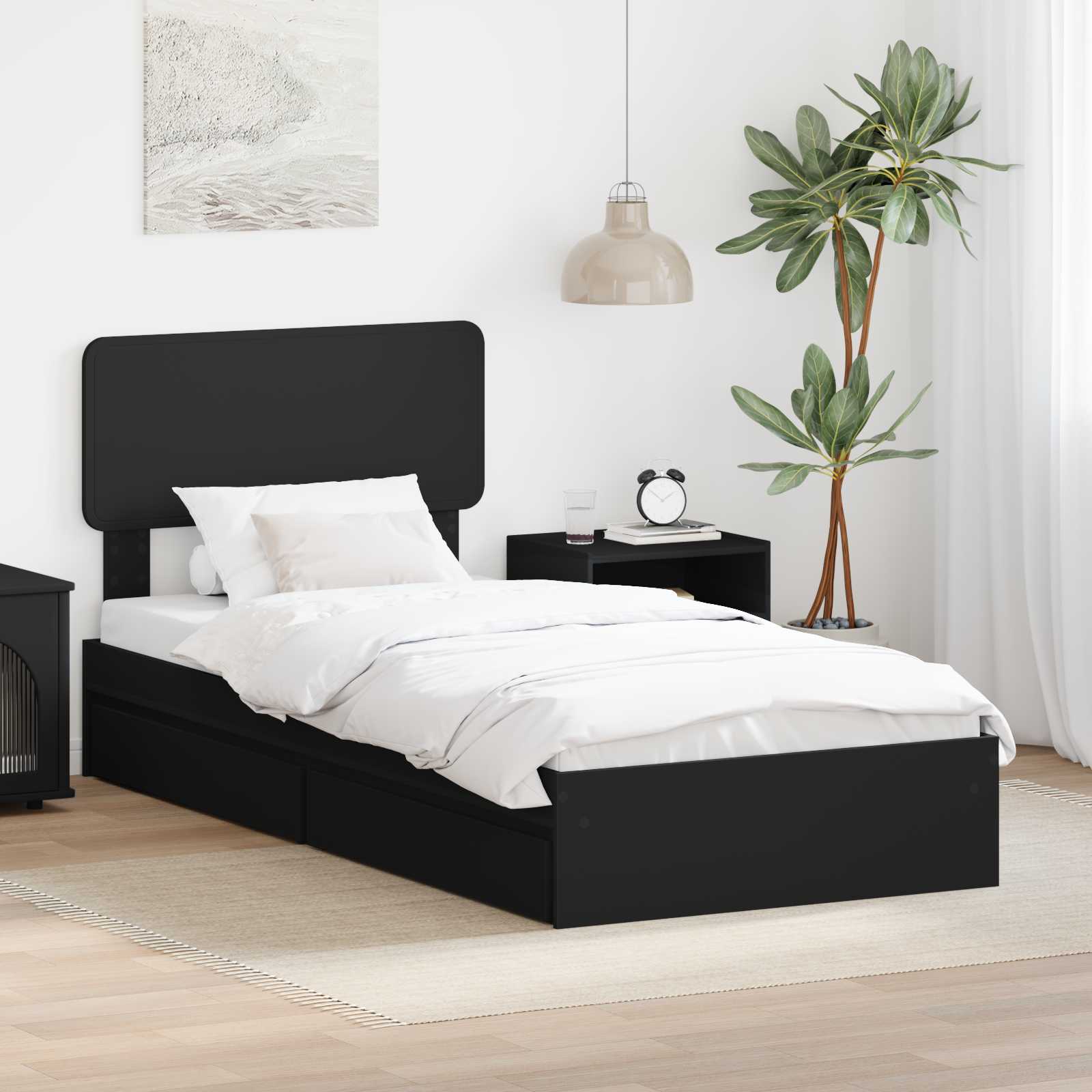 Κρεβάτι Αποθήκης Μαύρο 75 x 190 cm Επεξεργασμένο ξύλο