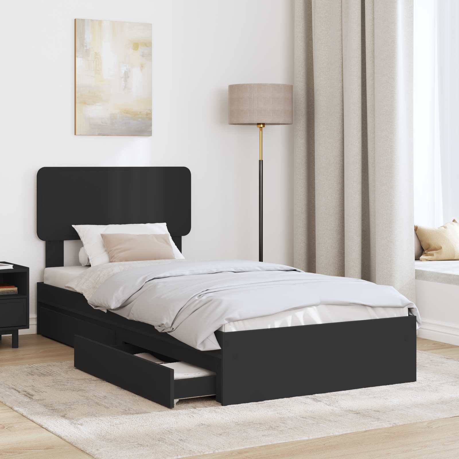 Κρεβάτι Αποθήκης Μαύρο 75 x 190 cm Επεξεργασμένο ξύλο