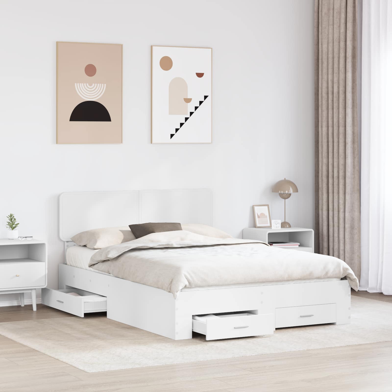 Σκελετός Κρεβατιού Λευκό 140 x 190 cm Επεξεργασμένο ξύλο